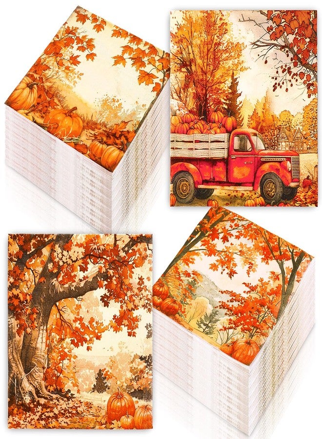 JarThenaAMCS 100Pcs Fall Thanksgiving Paper Napkins Watercolor Autumn Maple Mountain Pumpkin Truck Disposable Napkin Luncheon Dinner Napkins for Autumn Thanksgiving Harvest Party Supplies - Image 1